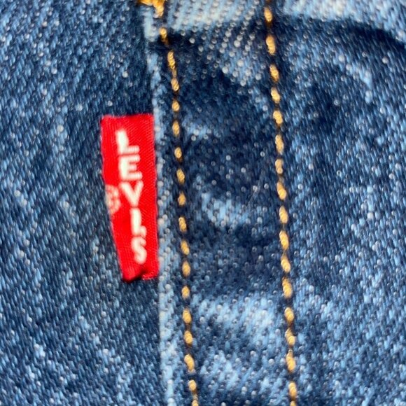 LEVI'S BIG E WEDGIE Blue Jeans - Like New - Dark Wash -Button 'Fly -  Size 27X27 - Picture 9 of 14